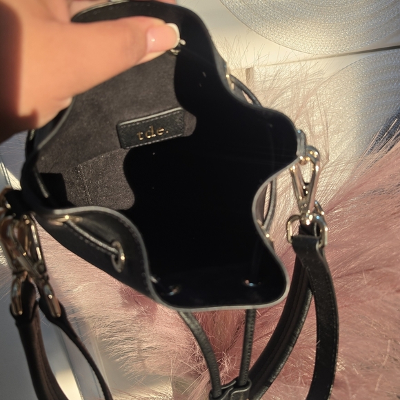 tde. Black Mini Bucket Bag with Gold Accents - Picture 11 of 12